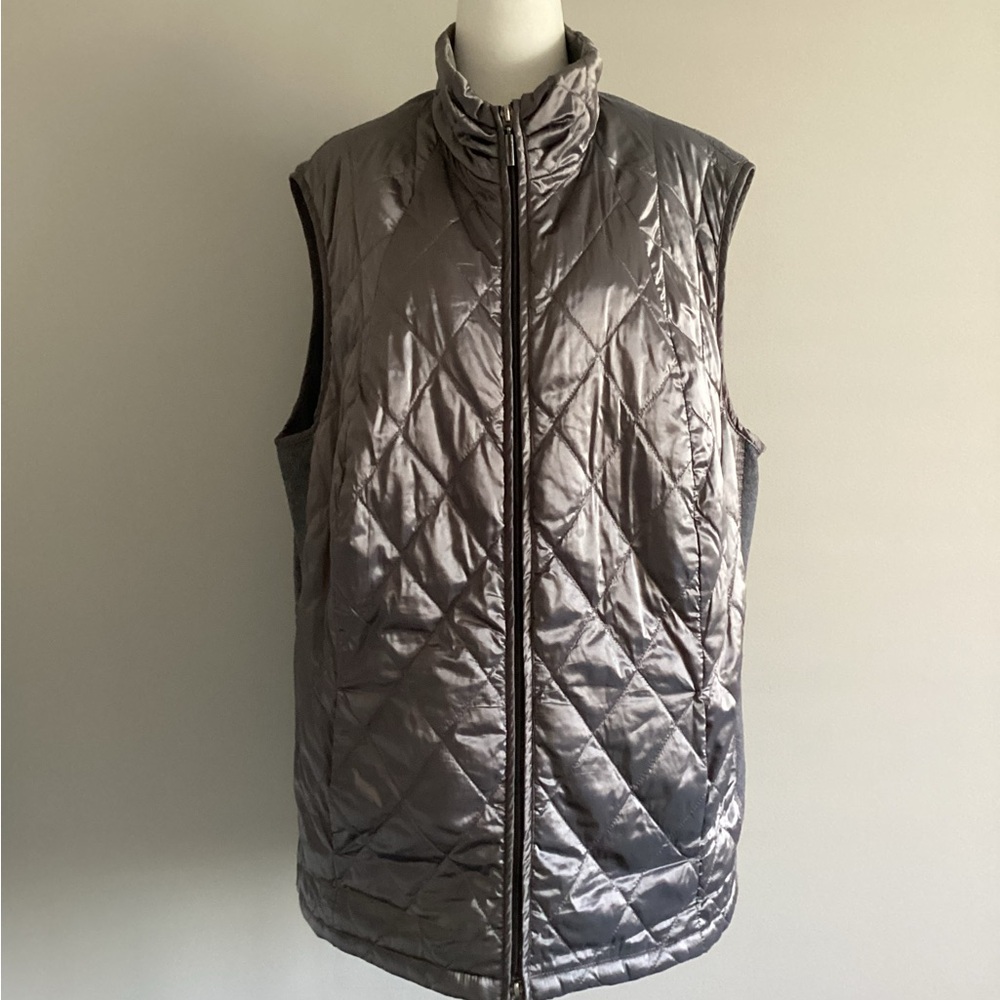 Erfo Silver Grey Quilted Vest, Size 3X